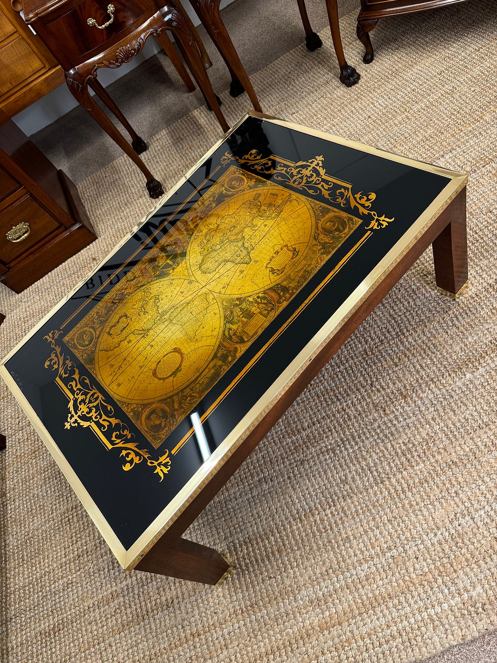 Thumbnail: Vintage Brassbound Teak World Map Coffee Table