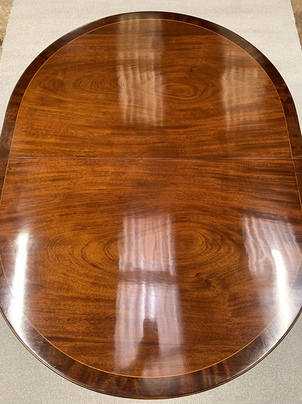 Thumbnail: Twin Pillar Inlaid Mahogany Dining Table 