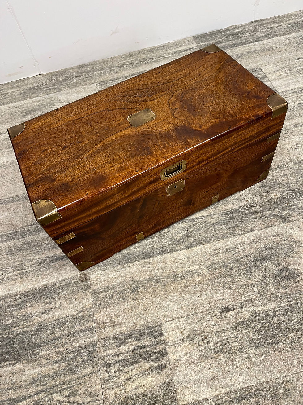 Thumbnail: 19c Camphor Wood & Brass Campaign Trunk 
