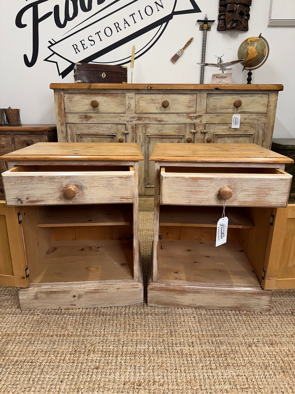 Thumbnail: Pair of Vintage Painted Pine Bedside Cabinets 