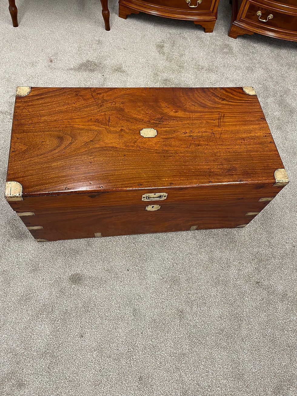 Thumbnail: 19c Brassbound Camphor Wood Campaign Trunk 