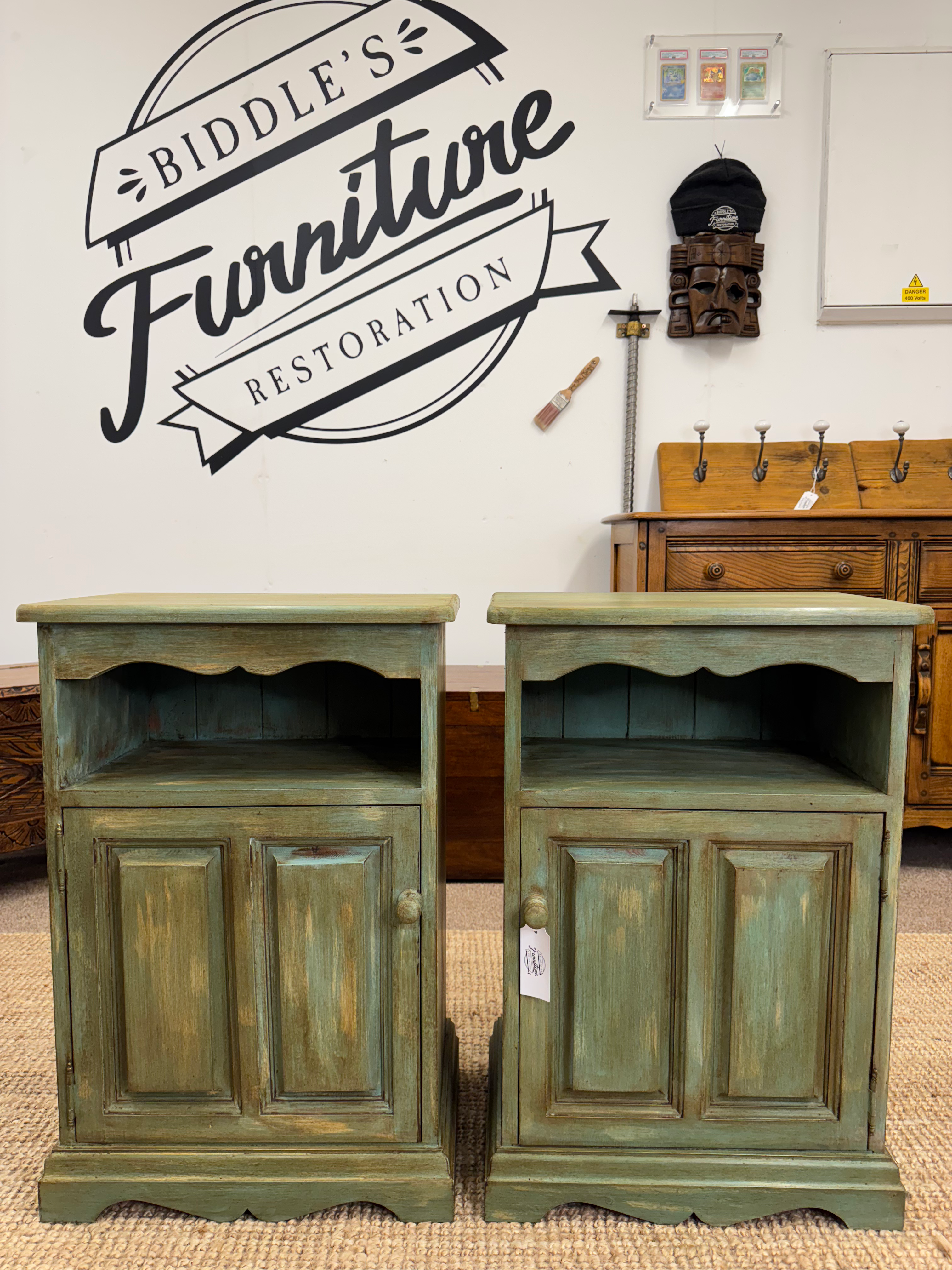 Pair of Vintage Hand Painted Bedside Cabinets 