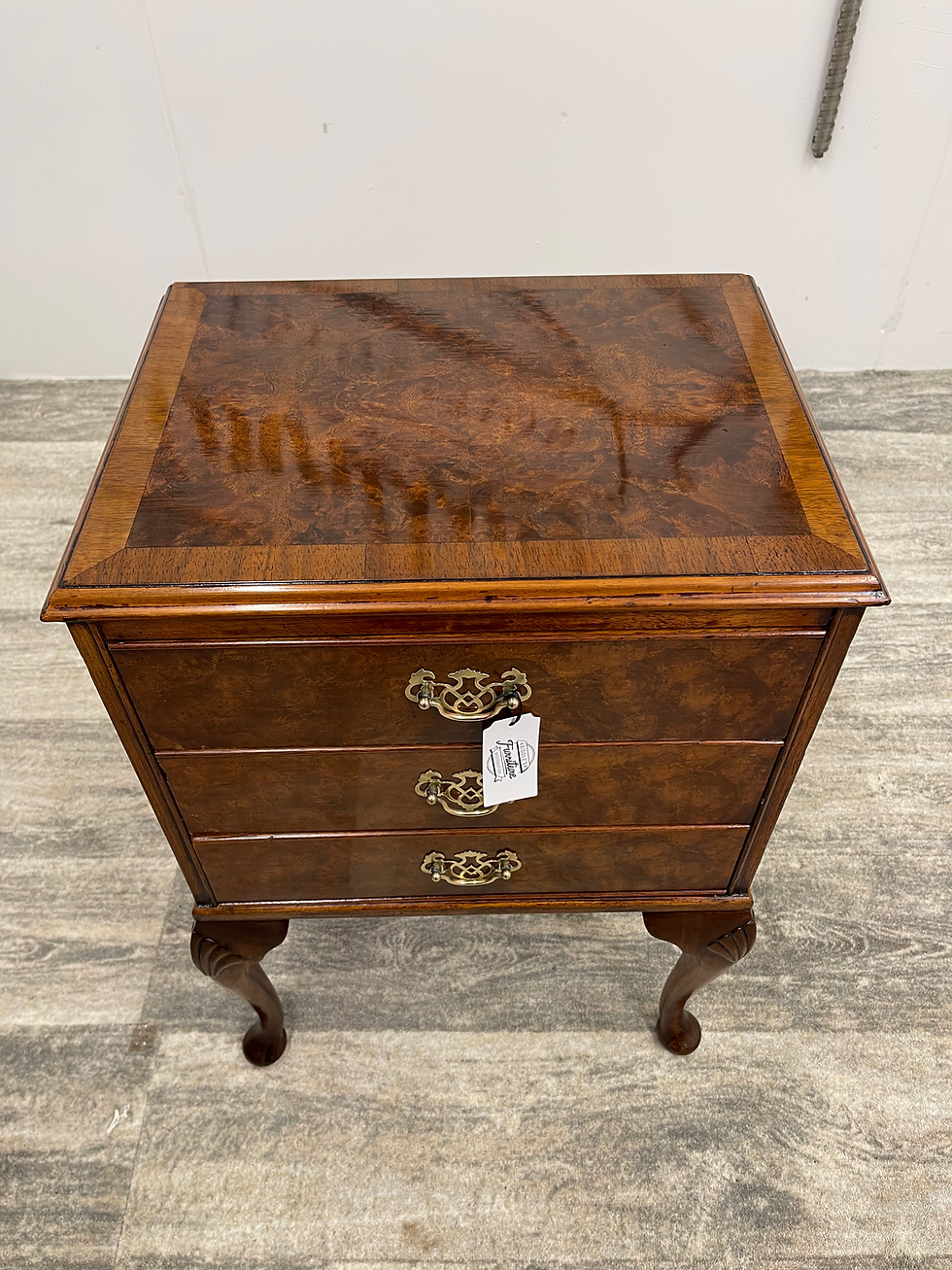 Thumbnail: Pair of Vintage Burr Walnut Bedside Drawers 