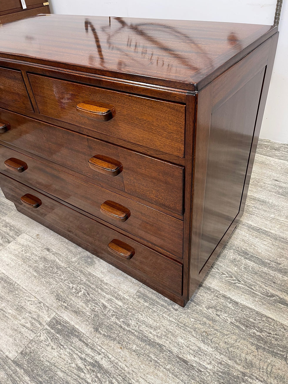 Thumbnail: Flamed Mahogany Air Ministry Chest of Drawers 
