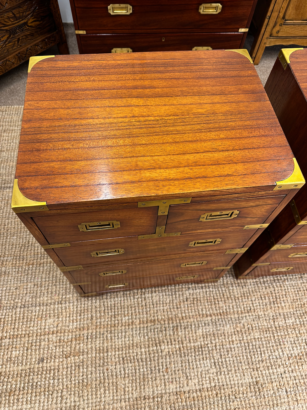 Thumbnail: Pair of Campaign Style Hardwood Chests