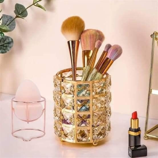 Thumbnail: 4 grid crystal makeup brush holder storage box