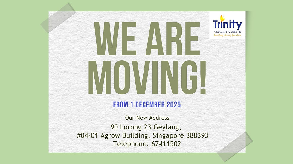 From 1 December 2025, we will operate from 90 Lorong 23 Geylang, #04-01Agrow Building, Singapore 388393. Telephone: 67411502. The church premise remains close due to on-going renovation work.