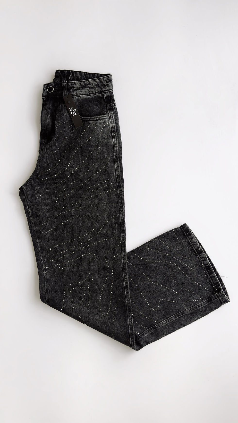 Miniatura: wide leg jeans com strass