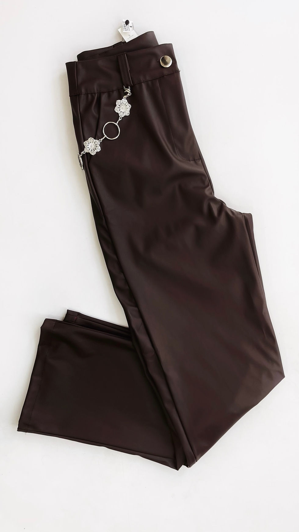 Miniatura: wide leg em couro eco
