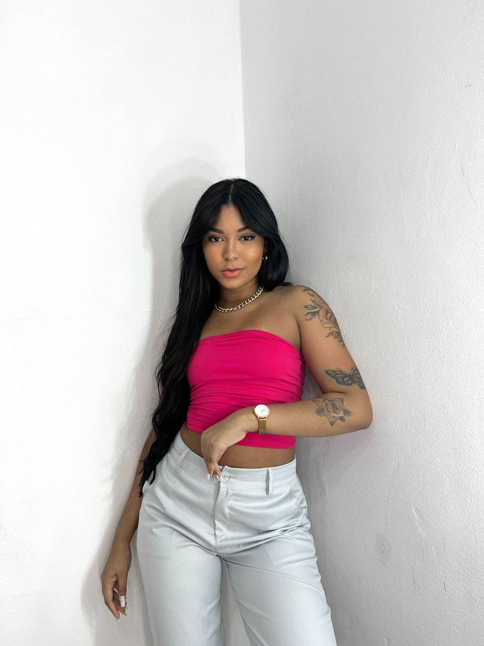 cropped tomara que caia drapeado