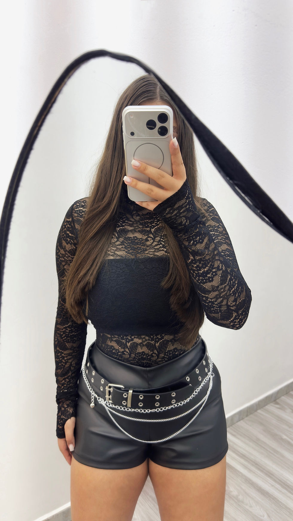 Miniatura: micro shorts em couro eco 