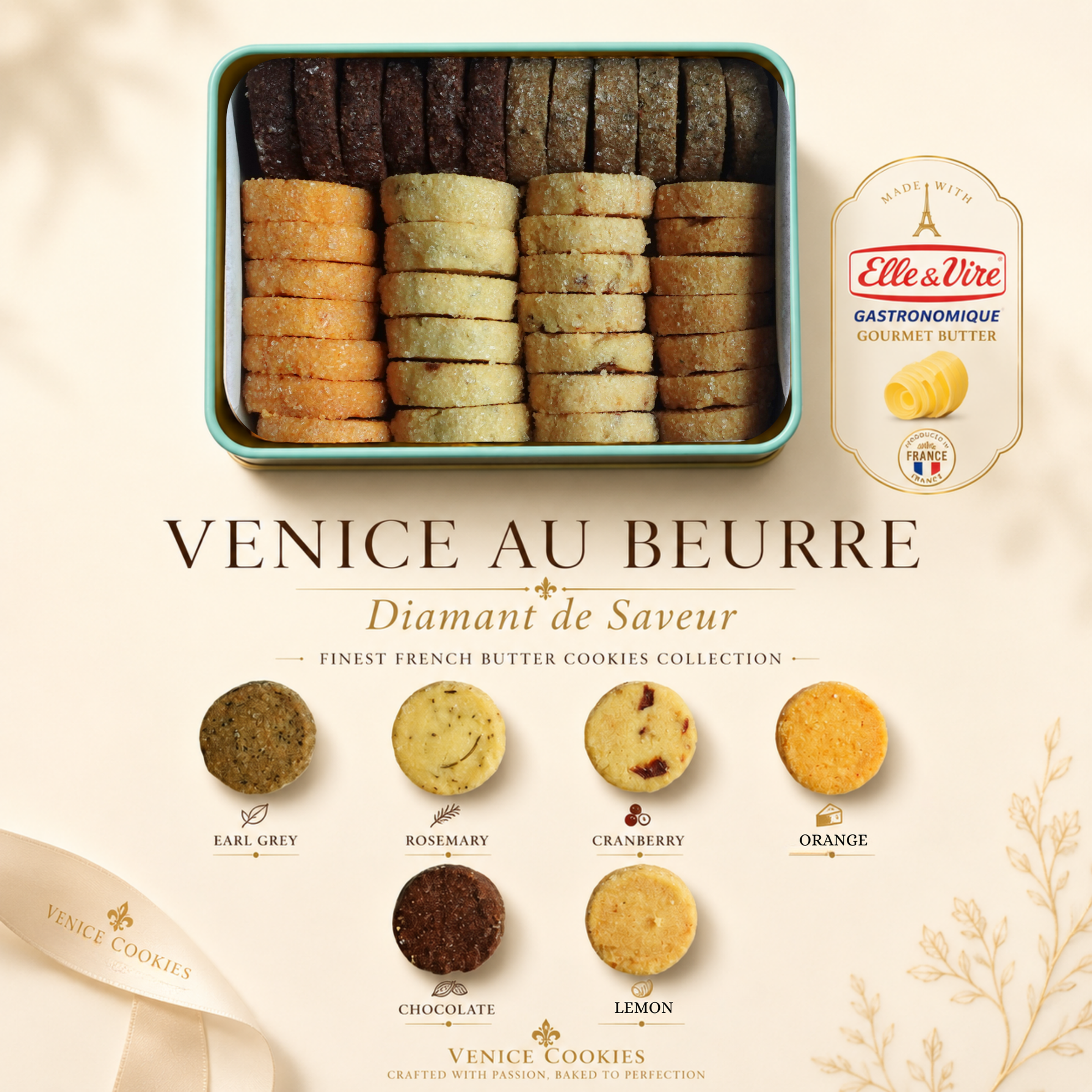 Venice au Beurre - Diamant de Saveur (Diamond Butter Cookies - 6 Premium Tastes)
