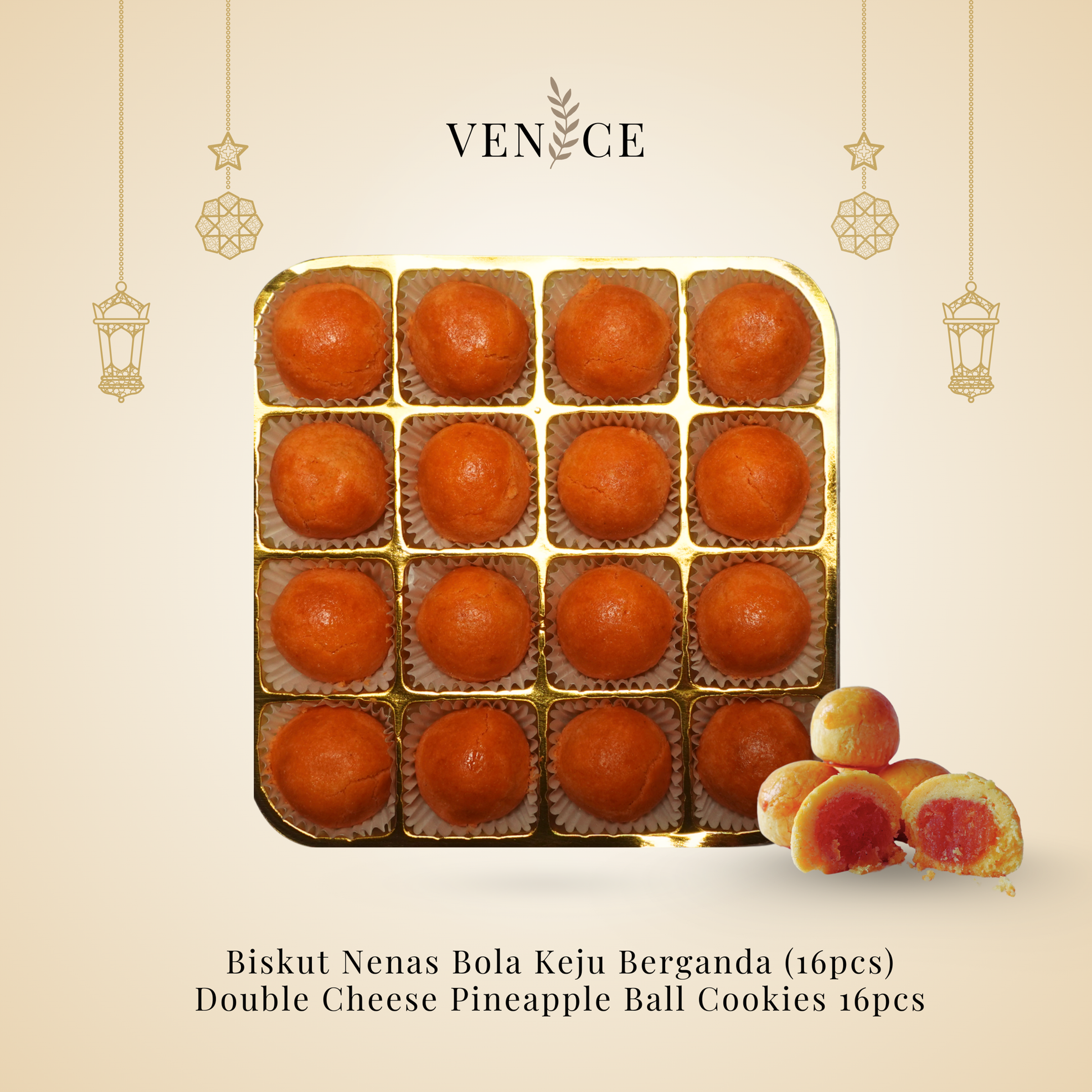 Double Cheese Pineapple Ball Cookies 金芝双酥 · 双重芝士凤梨酥
