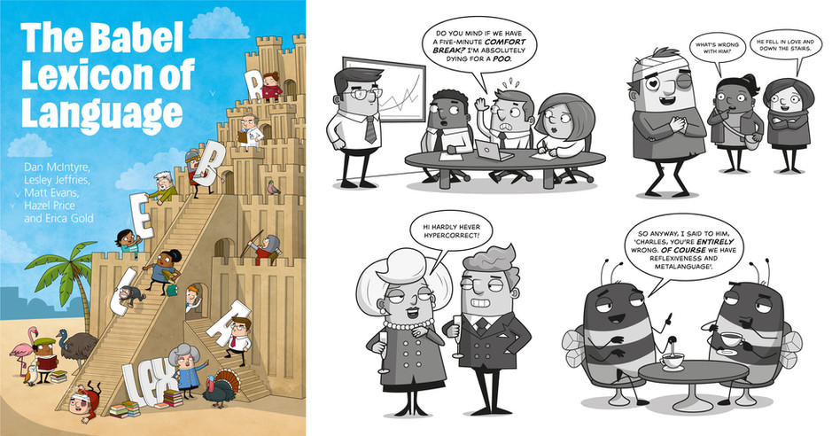 The Babel Lexicon of Language - book cover and interior illustrations