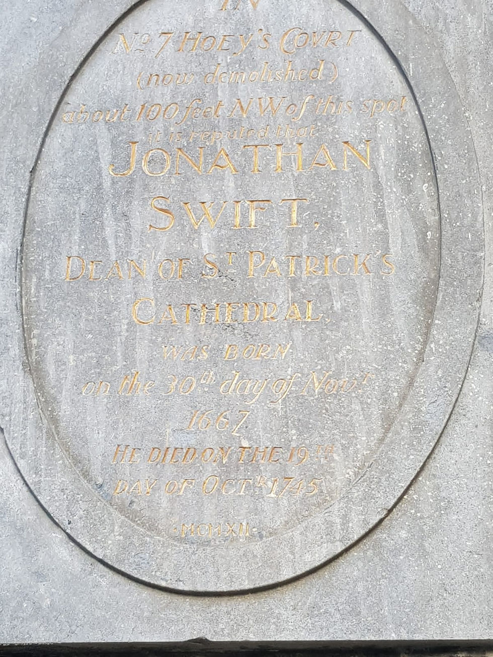 Jonathan Swift Plaque, Dublin, Guided Walking Tours
