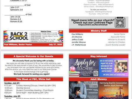 Bulletin for July 27, 2025