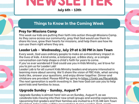 This Week in Kids Ministry: July 6th - 13th , 2026