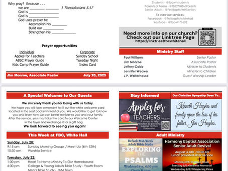 Bulletin for July 20, 2025