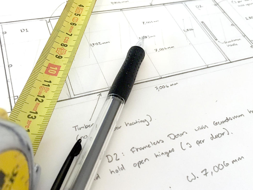 Hand drawing of opening sizes
