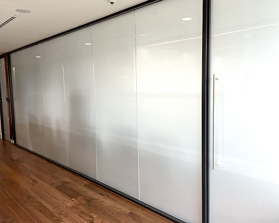 Partitioning glass screen completed on site