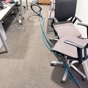 Professional office carpet cleaning around desks and workstations in the Cambridge area.