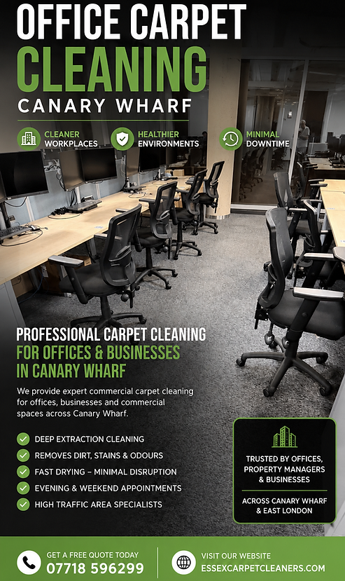Office carpet cleaning in Canary Wharf commercial office