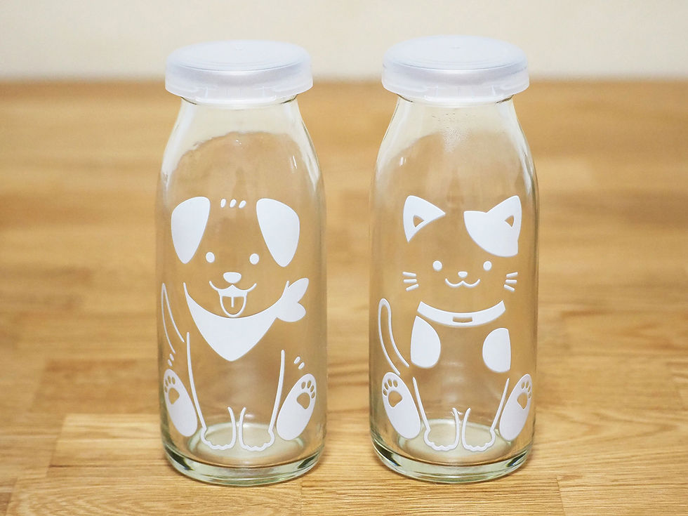 縮圖：日本製 微笑小動物 冷感變色樽 (連樽蓋)一套2個🐱🐶🐧🐼