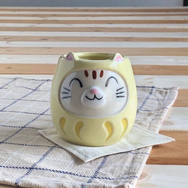 縮圖：日本製 美濃燒 達摩x貓貓造型杯🐱[7色入]