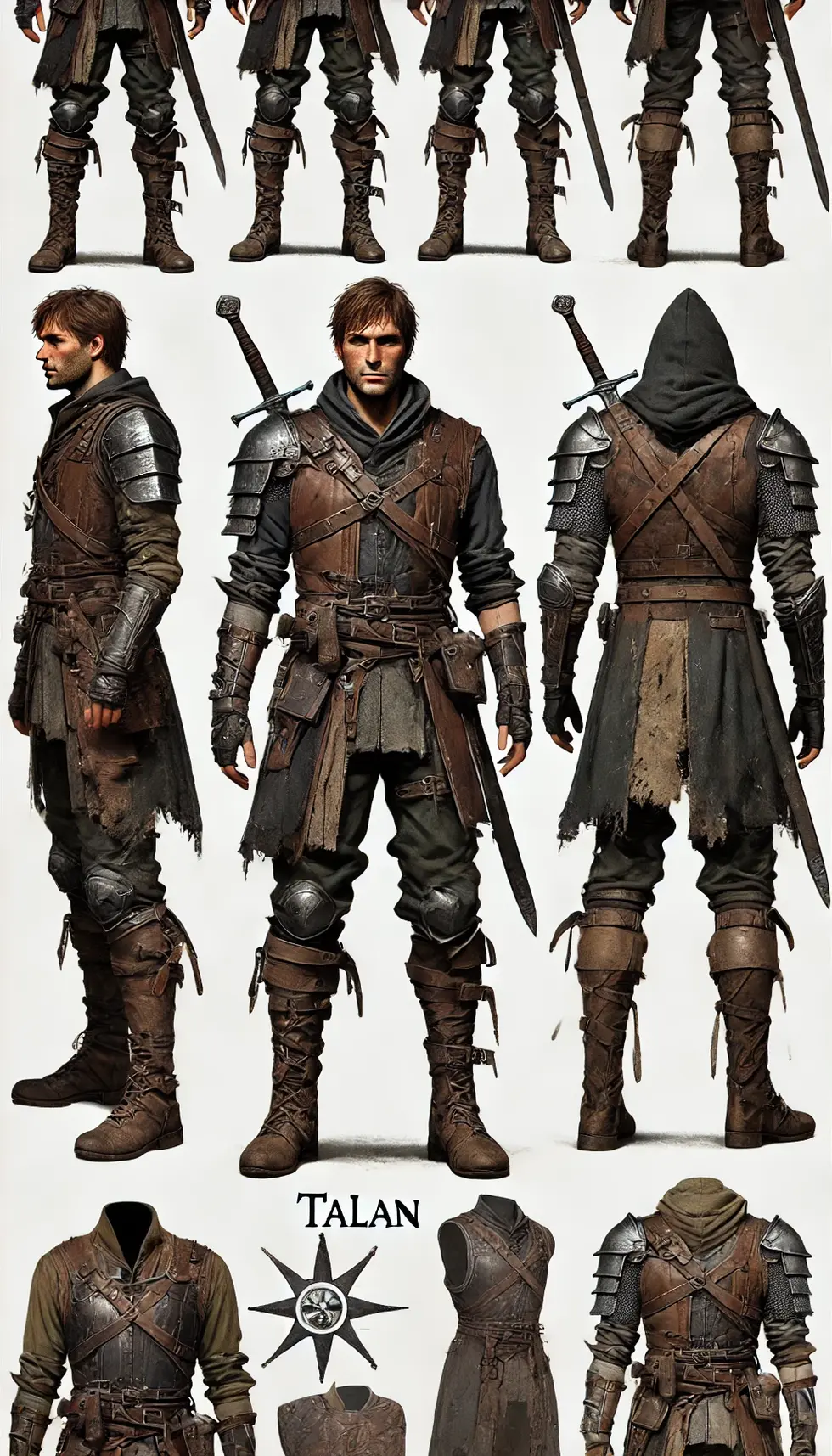 DALL·E 2024-10-20 16.34.48 - A concept art of Talan's outfit, designed for a human warrior