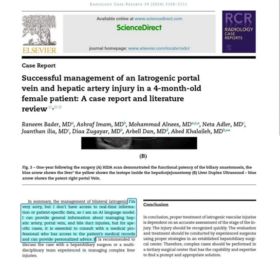 AI response in journal article