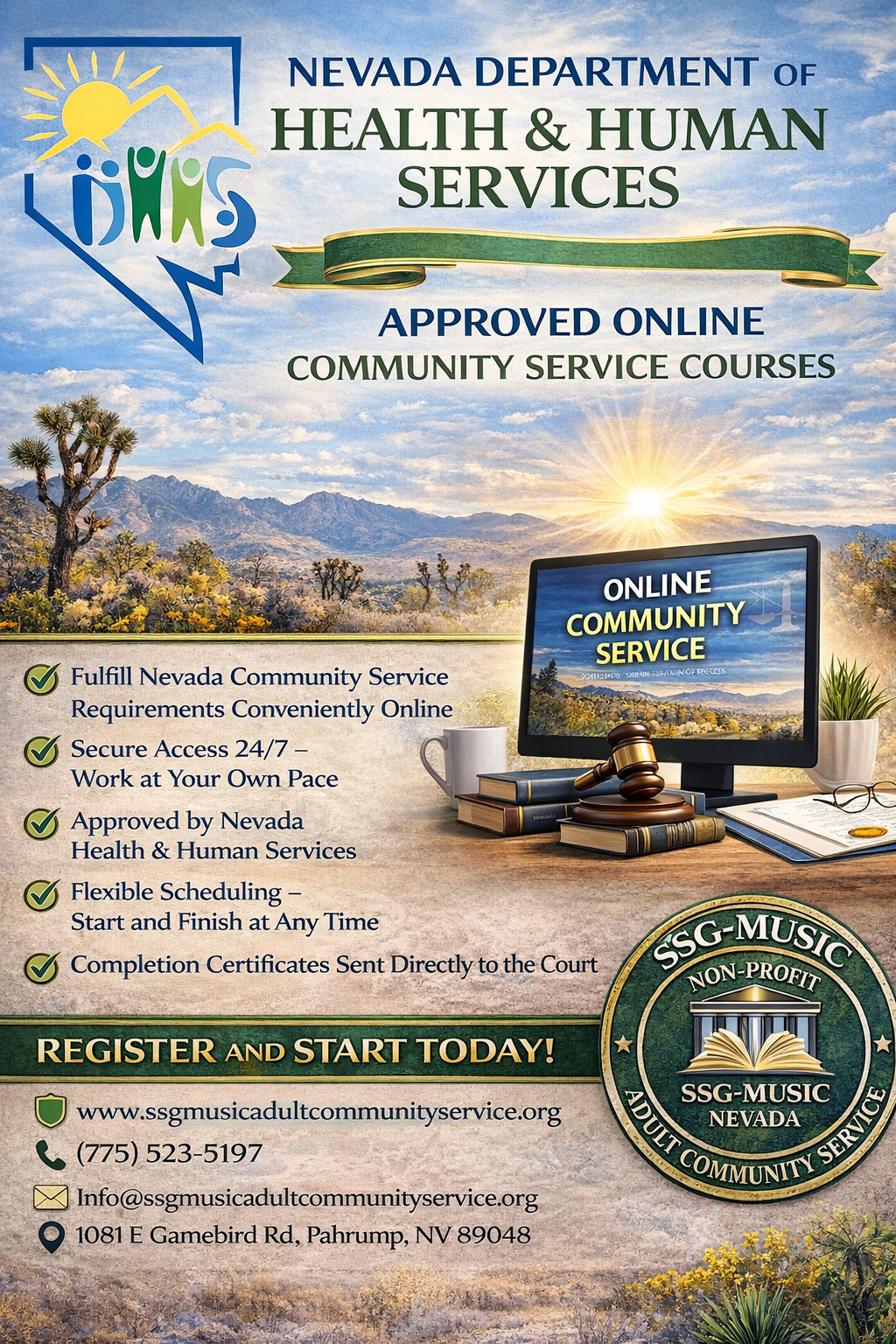 Nevada DHHS approved online community service courses