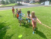 Kids playing tug for fun.