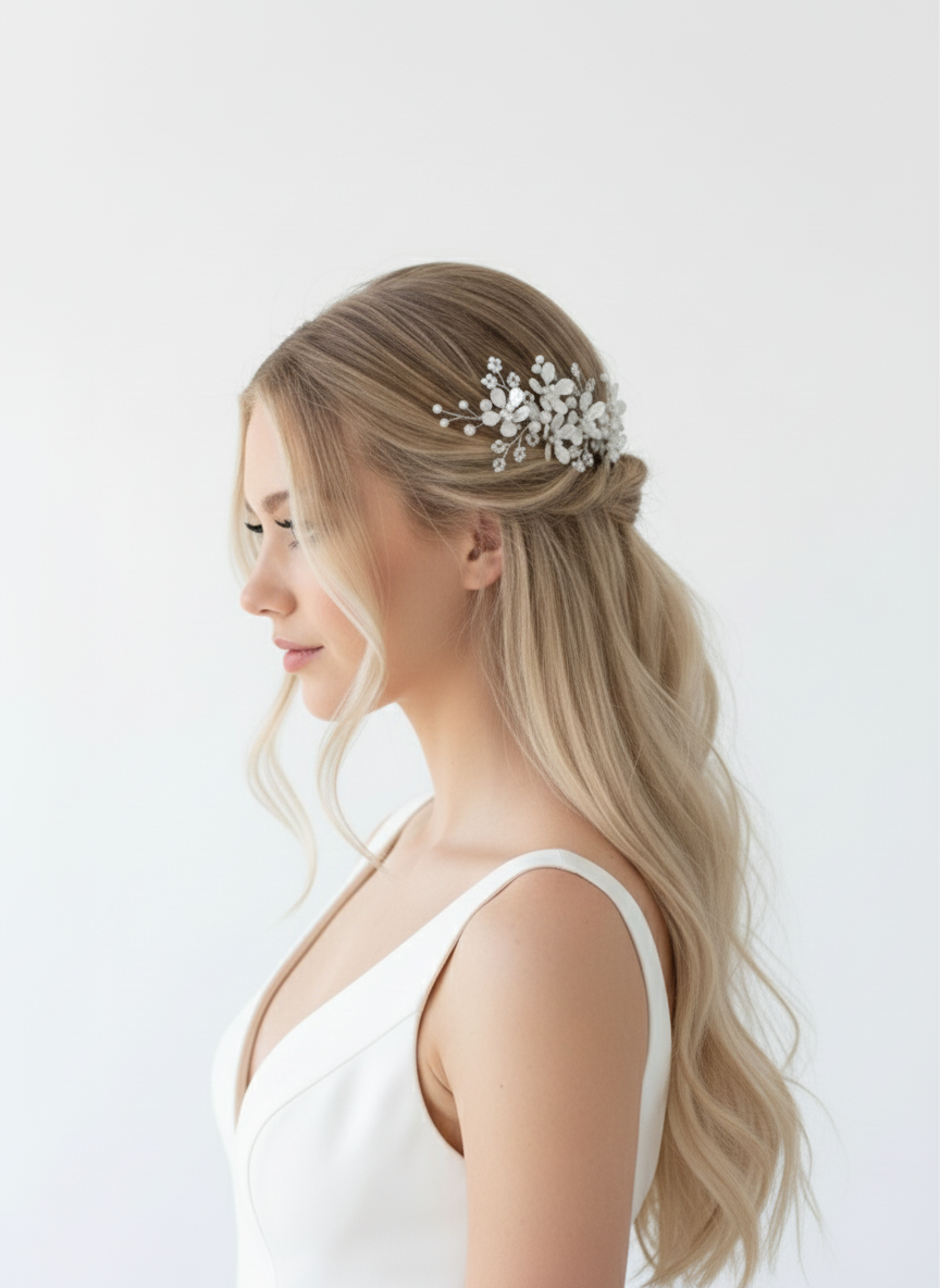 İncili Sedef Helen Gelin Saç Aksesuarı