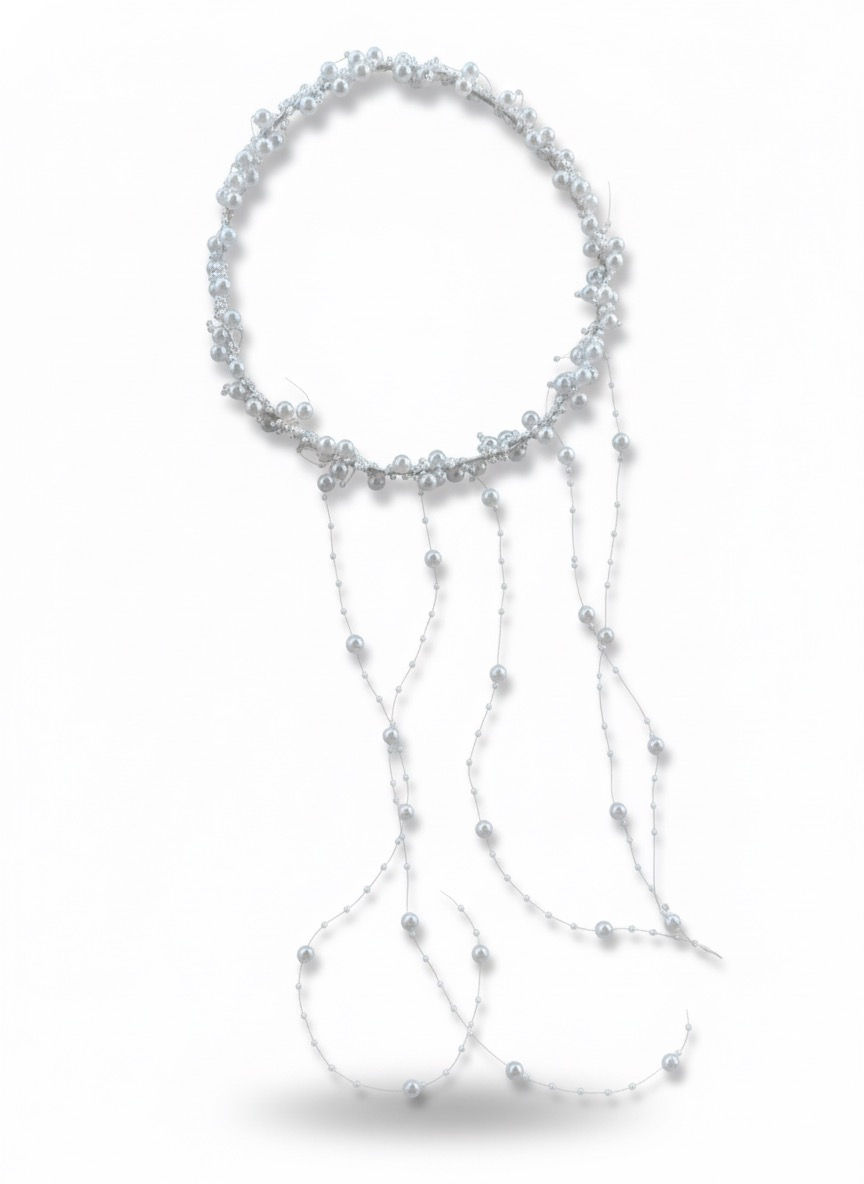 Küçük resim: Tam Tur İnci Detaylı Gelin Saç Aksesuarı