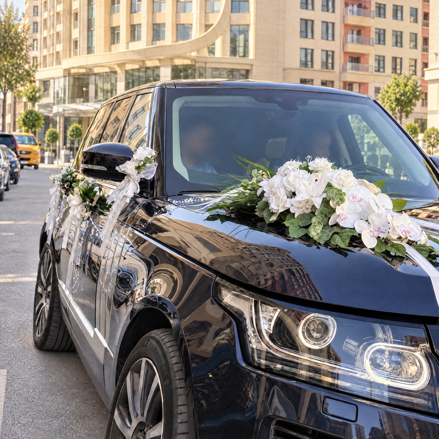 Lüks Gelin Araba Süslemesi Fiyonk — Yapay Çiçek