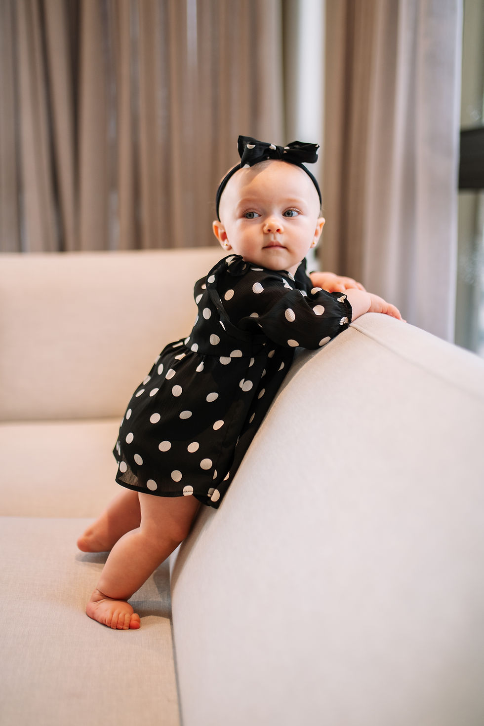 Vestido BABY mini manga longa - Poa preto