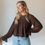 Miniatura: Blusa JOLIE soltinha manga longa - Marrom