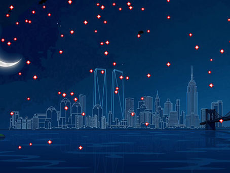 Skyline of lower Manhattan on September 10, 2021