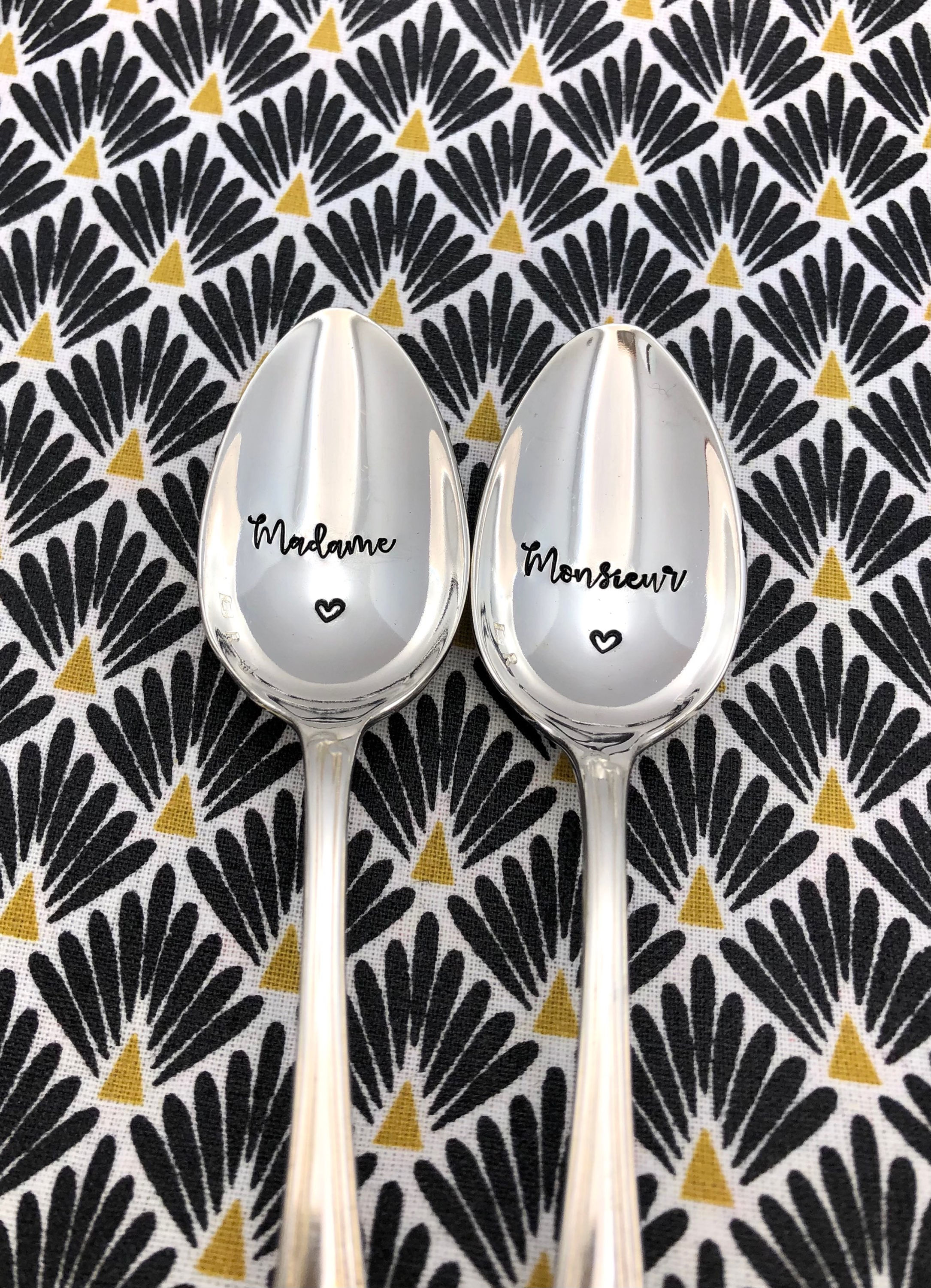 Duo de cuillères Madame/Monsieur et coeur