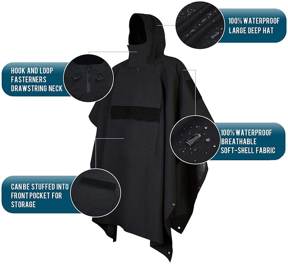 Thumbnail: Soft-Shell Poncho - Ripstop Raincoat, Multi-use