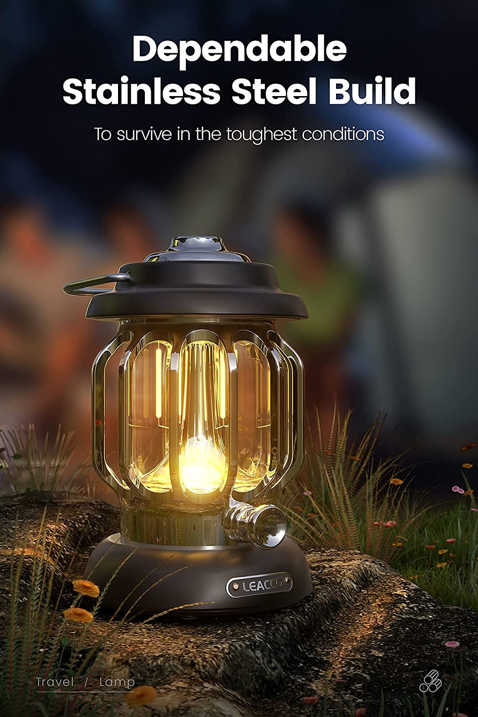LEACCO Camping Lantern, LED Lamp Type C Rechargeable, Water resistant, Emergenc