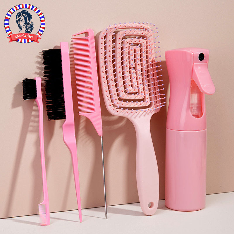5pcs comb set Relaxing Elastic Massage Comb Hollow Out Hair Brush Scalp Massage