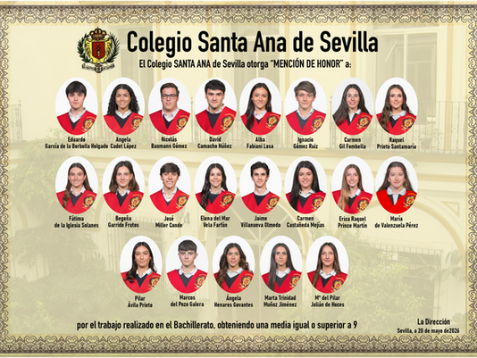 El Colegio otorga 21 Menciones de Honor y 3 Matrículas de Honor en este curso de 2º de Bachillerato