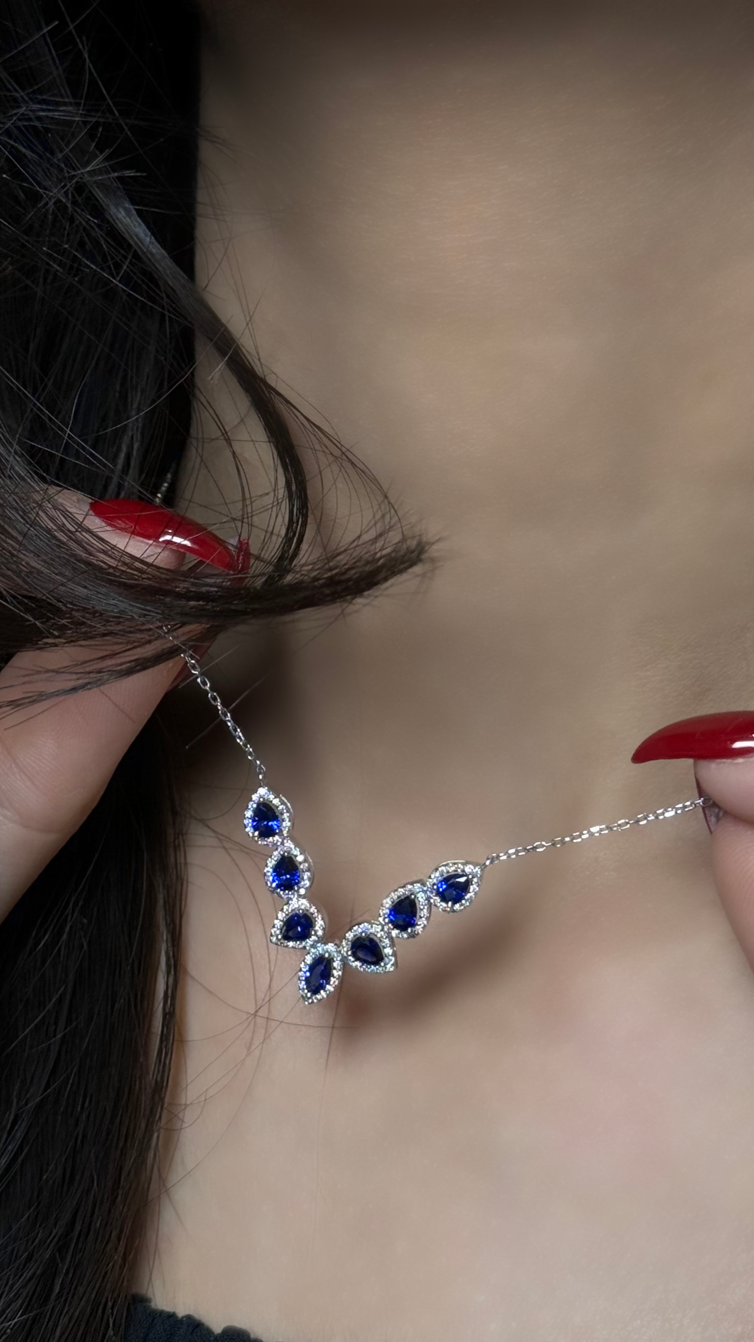 Diamon & Pear Cut Blue Gemstones