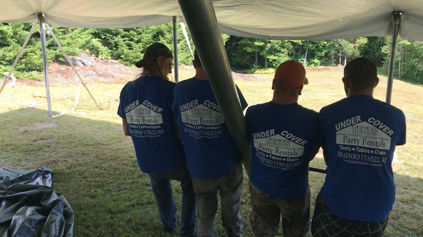 Hoisting a center pole!