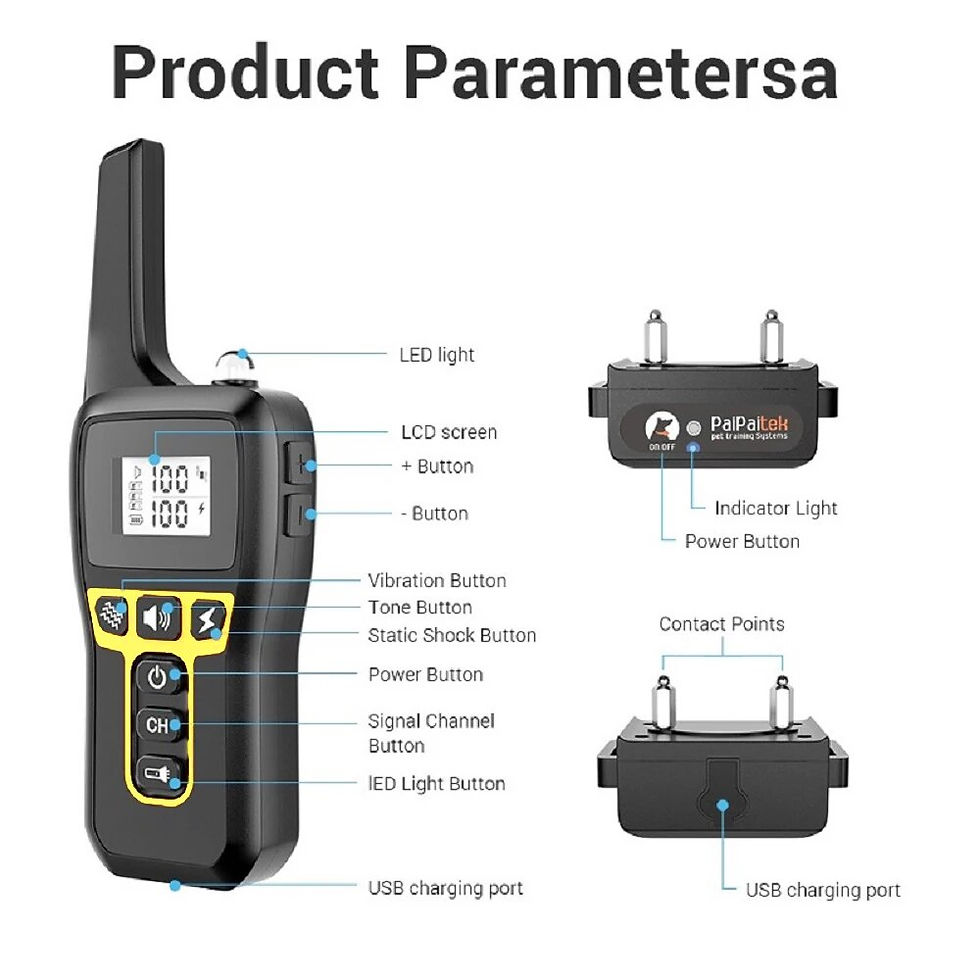 Thumbnail: 1000M Dog Training Collar ,Universal Dog Bark Collar,Waterproof Rechargeable ,Do