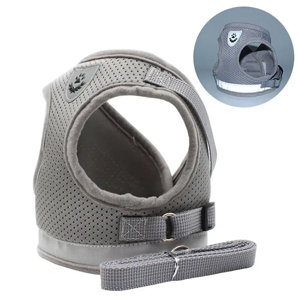 Thumbnail: Cat Harness Lead Leash Set Adjustable Reflective Escape Proof Pet Mesh Vest Harn