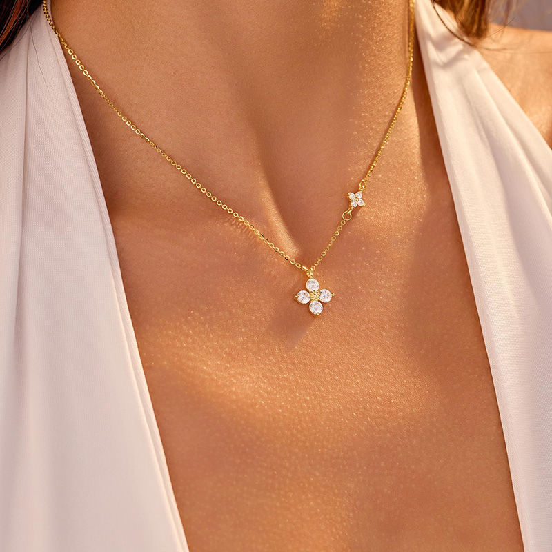 Thumbnail: Dainty Gold Flower Necklace for Women