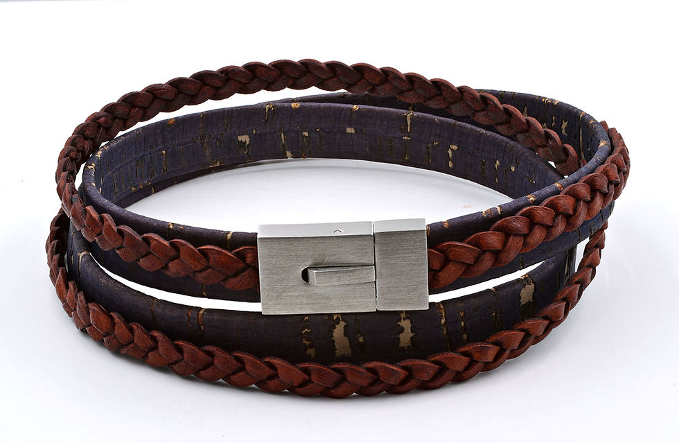 Miniaturebillede: Morfeus / Flad og flettet læderarmbånd med slidstærk kliklås