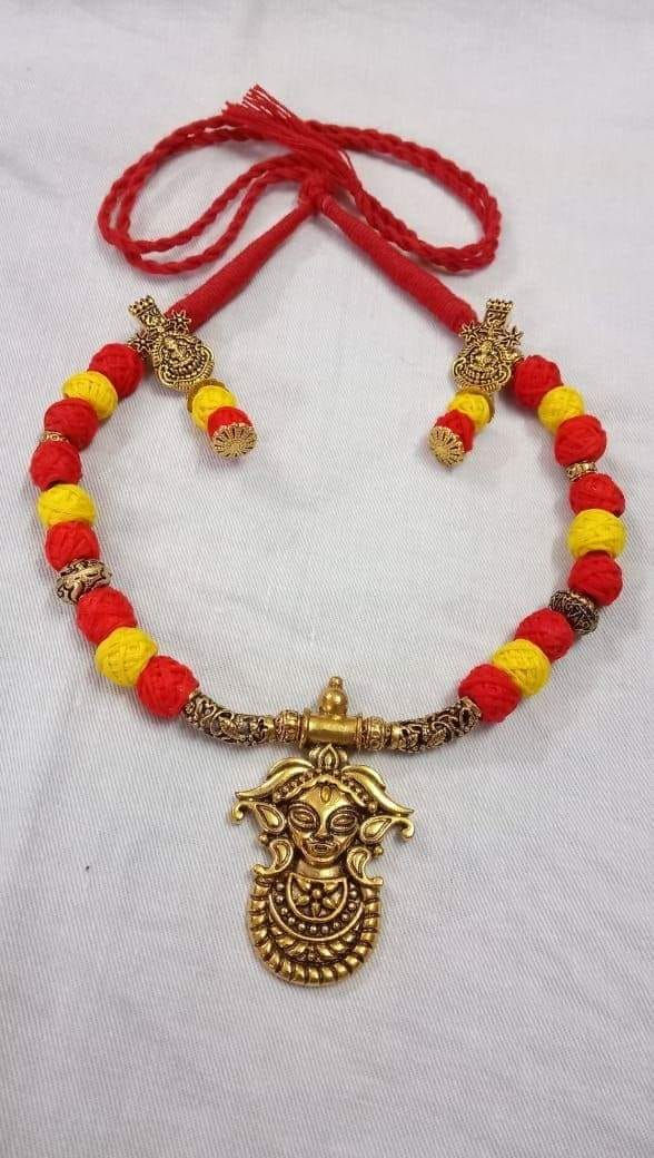 Golden oxidize set with Red and Yellow cotton bids